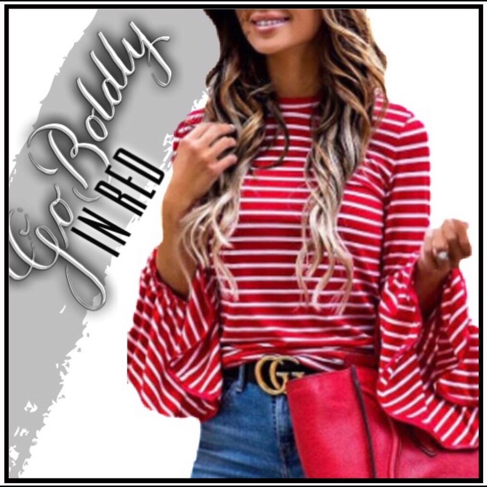 Bell-Sleeve Striped Top